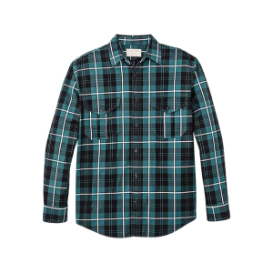 Filson Men's Lightweight Alaskan Guide Long Sleeve Shirt Petrol/Black/White Medium - Filson