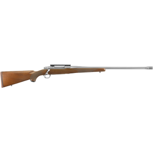 Ruger Hawkeye Hunter Bolt Action Rifle 300 Winchester Magnum 24" Fluted Stainless Threaded Barrel Stainless Frame Walnut Field Stock