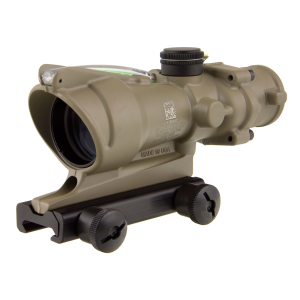 Trijicon ACOG TA31-D Rifle Scope 4x 32mm Dual-Illuminated Green Chevron 223 Remington Reticle with TA51 Flattop Mount Cerakote Flat Dark Earth