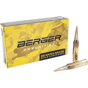 Berger Match Grade 338 Lapua Magnum Ammo 300 Grain Hybrid OTM Tactical Jacketed Hollow Point Box of 20