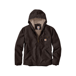 Carhartt Men's Relaxed Fit Washed Duck Sherpa Lined Jacket Dark Brown Large