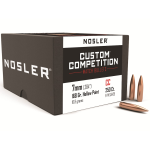 Nosler Custom Competition 7mm, 284 Caliber (284 Diameter) Bullets 168 Grain Jacketed Hollow Point Box of 250