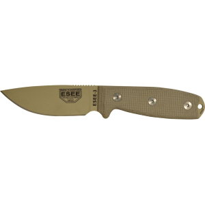ESEE Knives ESEE-3 Fixed Blade Knife 3.88" Drop Point 1095 Desert Tan Blade Micarta Handle Desert Tan
