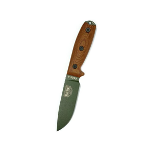 ESEE Knives ESEE-4 3D Fixed Blade Knife 4.1" Drop Point 1095 Olive Drab Blade Micarta Handle Natural