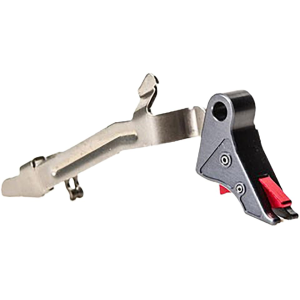 Overwatch Precision Combat Trigger (TAC) Kit for Glock 10mm Auto, 45 ACP Aluminum Gunmetal Gray Shoe, Red Safety