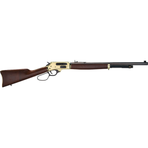 Henry Brass Side Gate Lever Action Rifle 45-70 Government 20" Blued Barrel Brass Frame Walnut Straight Grip Stock