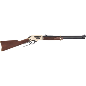 Henry Side Gate Lever Action Rifle 360 Buckhammer 20" Blued Barrel Brass Frame Walnut Straight Grip Stock