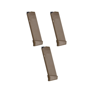 Glock Factory Magazine Gen 4 Glock 17, 17L, 18, 19, 19x, 26, 34, 47, 49 9mm Luger 19-Round Polymer Coyote 3PK