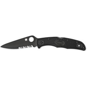 Spyderco Endura 4 Lightweight Pocket Knife 3.75" Partially Serrated Leaf VG-10 Carbonitride Coated Blade Polymer Handle Black