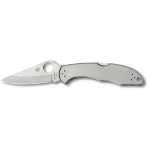 Spyderco Delica 4 Pocket Knife 2.875" Leaf VG-10 Satin Blade Stainless Steel Handle