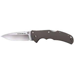 Cold Steel Code 4 Pocket Knife 3.5" Spear Point CPM S35VN Satin Blade Aluminum Handle Gray