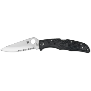 Spyderco Endura 4 Pocket Knife 3.8" Partially Serrated Leaf VG-10 Satin Blade Fiberglass Reinforced Nylon (FRN) Handle Black