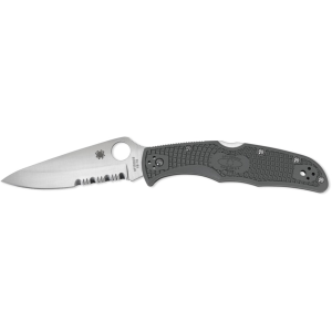 Spyderco Endura 4 Pocket Knife 3.8" Partially Serrated Leaf VG-10 Satin Blade Fiberglass Reinforced Nylon (FRN) Handle Foliage Green