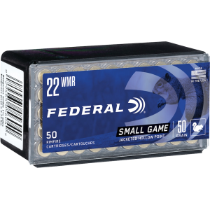Federal Game-Shok 22 Winchester Magnum Rimfire (WMR) Ammo 50 Grain Jacketed Hollow Point Case of 3000 (60 Boxes of 50) - Federal Premium