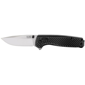 SOG Terminus Pocket Knife 2.95" Clip Point CPM S35VN Satin Blade Carbon Fiber/G-10 Handle Black