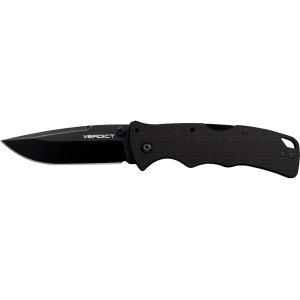 Cold Steel Verdict Pocket Knife 3" Spear Point AUS-10A Black Powder Coated Blade G-10 Handle Black