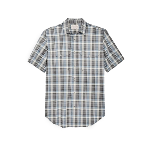 Filson Men's Twin Lakes Sport Short Sleeve Shirt Gray/Blue/Cream Large - Filson