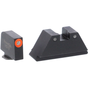 Ameriglo XL Spartan Operator Suppressor Night Sight Set for Glock 17, 19, 20, 21, 22, 23, 24, 26, 27, 29, 30, 31, 32, 33, 34, 35, 36, 37, 38, 39, 40, 45 3-Dot Tritium Green Front Orange, Black Rear