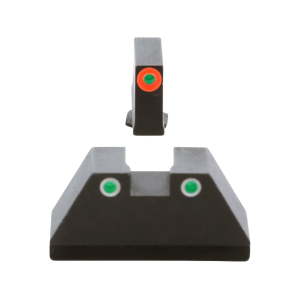 Ameriglo XL Suppressor Night Sight Set for Glock 17, 19, 20, 21, 22, 23, 24, 26, 27, 29, 30, 31, 32, 33, 34, 35, 36, 37, 38, 39, 40, 41, 45 3-Dot Tritium Green Orange Outline Front, White Outline Rear
