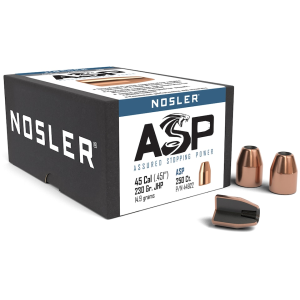 Nosler ASP (Assured Stopping Power) 45 Caliber (451 Diameter) Bullets 230 Grain Jacketed Hollow Point Box of 250
