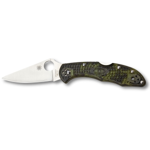 Spyderco Delica 4 Lightweight Pocket Knife 2.9" Leaf VG-10 Satin Blade Fiberglass Reinforced Nylon (FRN) Handle Zome Green