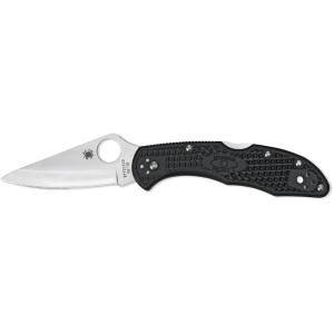 Spyderco Delica 4 Lightweight Pocket Knife 2.875" Leaf VG-10 Satin Blade Fiberglass Reinforced Nylon (FRN) Handle Black