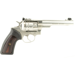 Ruger GP100 Rimfire 22 Long Rifle Revolver 5.5" Stainless Barrel 10 Round Brown Grip