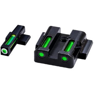 HIVIZ LITEWAVE H3 Night Sight Set for S&W M&P Full Size, Compact 3-Dot Tritium Green Litepipe with White Front Ring