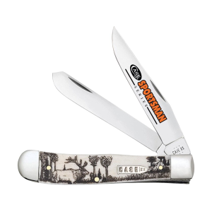 Case Trapper Sportsman Elk Series Pocket Knife 3.27" Clip/Spey Tru-Sharp Stainless Blade Bone Handle Natural