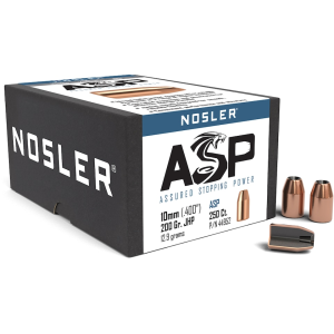 Nosler ASP (Assured Stopping Power) 40 Caliber, 10mm (400 Diameter) Bullets 200 Grain Jacketed Hollow Point Box of 250