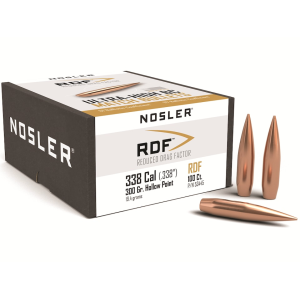 Nosler RDF 338 Caliber (338 Diameter) Bullets 300 Grain Jacketed Hollow Point Box of 100
