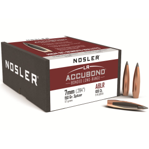 Nosler AccuBond Long Range 7mm, 284 Caliber (284 Diameter) Bullets 150 Grain Bonded Polymer Tip Box of 100