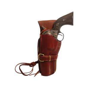 Triple K 114 Cheyenne Western OWB Holster Left Hand Colt Single Action Army, Ruger Blackhawk, Vaquero 4-5/8" Barrel Leather Walnut Oil