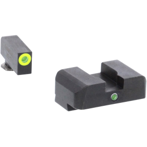 Ameriglo I-Dot Night Sight Set for Glock 17, 19, 22, 23, 24, 26, 27, 33, 34, 35, 37, 38, 39 Gen 1, 2, 3, 4 Tritium Green Front Dot with Yellow Outline, Single Dot Rear