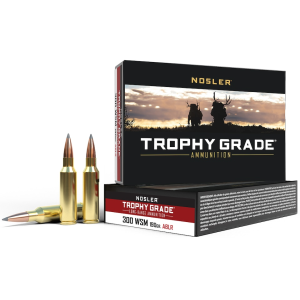 Nosler Trophy Grade 300 Winchester Short Magnum (WSM) Ammo 190 Grain Nosler AccuBond Long Range Bonded Polymer Tip Box of 20