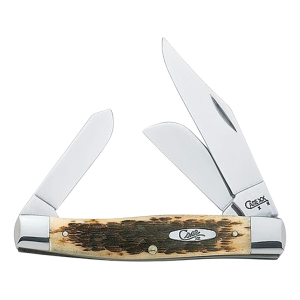 Case Large Stockman Pocket Knife 3.3" Spear Point Chrome Vanadium Satin Blade Bone Handle Amber