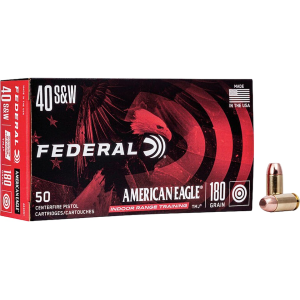 Federal American Eagle 40 S&W Ammo 180 Grain Total Metal Jacket Case of 1000 (20 Boxes of 50) - Federal Premium
