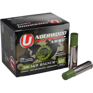 Underwood 500 S&W Magnum Ammo 600 Grain Flat Nose Box of 20 - Underwood Ammunition