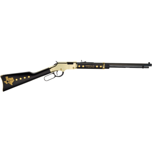 Henry Golden Boy Texas Lever Action Rifle 22 Long Rifle 20" Blued Barrel Gold Frame Black Walnut Straight Grip Stock