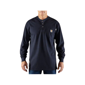 Carhartt Men's FR Force Loose Fit Midweight Long Sleeve Henley Shirt Dark Navy 2XL