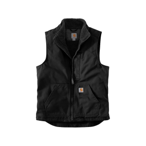 Carhartt Men's Washed Duck Sherpa Lined Mock Neck Insulated Vest Black XL
