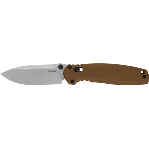 Kershaw Broadside Pocket Knife 3.5" Spear Point D2 Stonewashed Blade G-10 Handle Brown
