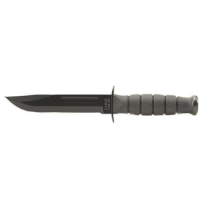 KA-BAR Short Fighting Fixed Blade Knife 5.25" Clip Point 1095 Cro-Van Black Powder Coat Blade Kraton Handle Black