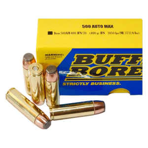 Buffalo Bore 500 Auto Max Ammo 400 Grain Jacketed Flat Nose Box of 20