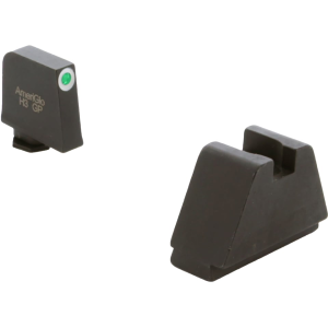 Ameriglo Optic Compatible 4XL Tall Night Sight Set for Glock MOS Tritium Green .385" Front with White Outline, Black .480" Rear