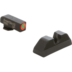 Ameriglo UC Night Sight Set for Glock 42, 43, 43X Tritium Green Front with Orange Outline, Serrated U Notch Rear