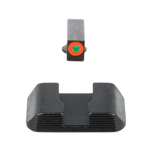 Ameriglo Protector Night Sight Set for Glock 17, 19, 19X, 26, 45 Gen 5 Tritium Green Front with Orange Outline, Serrated Rear