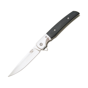 Bear & Son G21 Folding Knife 3.375" Drop Point D2 Satin Blade G-10 Handle Black