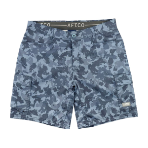 AFTCO Men's Deckhand Fishing Shorts Navy Grander Camo 34" Waist 9" Inseam
