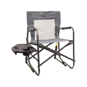GCI Outdoor Freestyle Rocker Folding Chair with Side Table Heathered Pewter